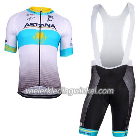 Set Fietsshirt + Korte Koersbroek 2018 Astana Pro Team Kazachs kampioenschap